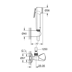 Grohe Tempesta-F Taharet Spreyi 30 Duvardan Askılı Set 1 Akışlı, Ara Musluk İle Birlikte - 27514001 - 2