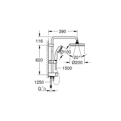 Grohe Tempesta Sistem 200 Duvar Bağlantılı, Divertörlü Duş Sistemi - 27389002 - 2