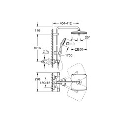 Grohe Tempesta System 250 Cube Duvara Monte Termostatik Bataryalı Duş Sistemi (266892431) - 5