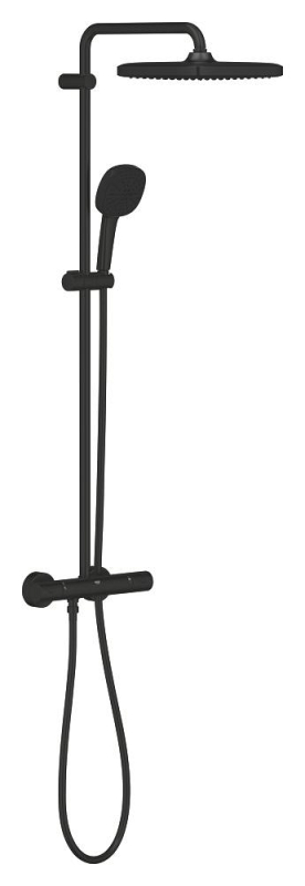 Grohe Tempesta System 250 Cube Duvara Monte Termostatik Bataryalı Duş Sistemi Mat Siyah - 266892431 - 1