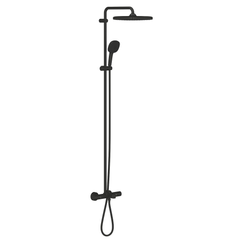 Grohe Tempesta System 250 Cube Duvara Monte Termostatik Bataryalı Duş Sistemi Mat Siyah - 266912431 - 2