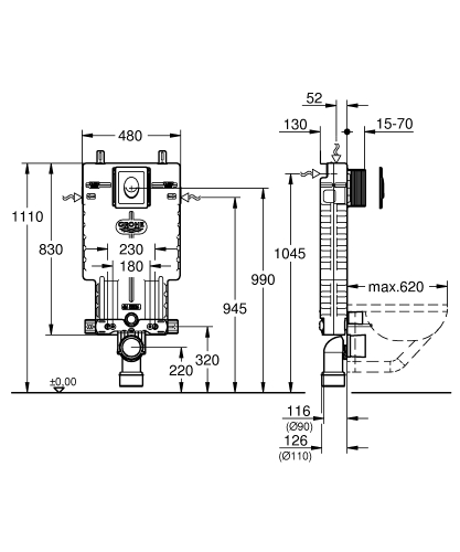 Grohe Uniset 2'Si 1 Arada Gömme Rezervuar Seti - 38723001 - 3