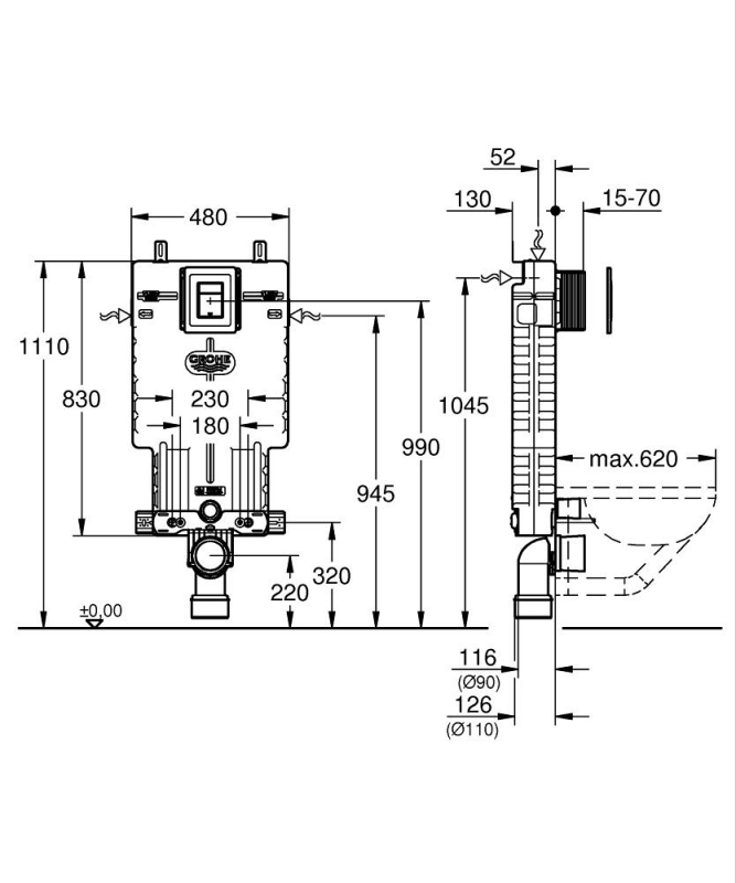 Grohe Uniset 2'Si 1 Arada Gömme Rezervuar Seti - 38825000 - 3