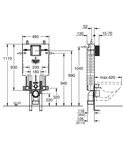 Grohe Uniset Eps Modulü İçin Destek Ayaklı Gömme Rezervuar - 38642001 - 3