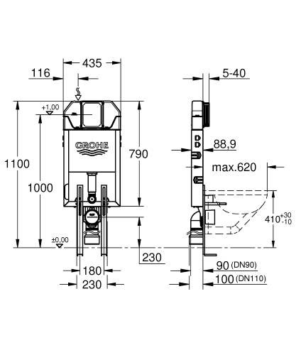 Grohe Uniset İnce Uniset İnce Gömme Rezervuar - 39840000 - 4
