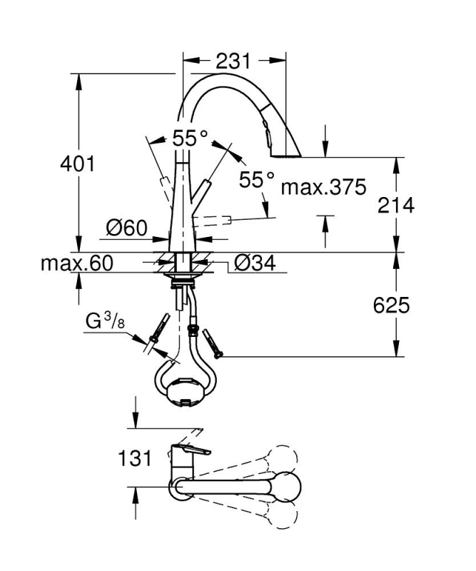 Grohe Zedra Tek Kumandalı Eviye Bataryası - 32294002 - 5