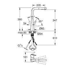 Grohe Zedra Tek Kumandalı Eviye Bataryası - 32553002 - 2