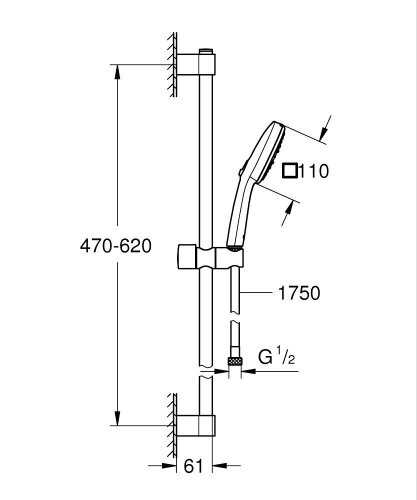 GroheTempesta Cube 110 III El Duşu 600 9,5l/min - 4