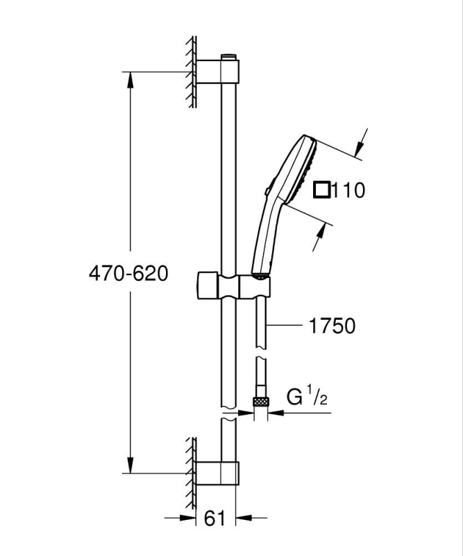 GroheTempesta Cube 110 III El Duşu 600 9,5l/min - 4