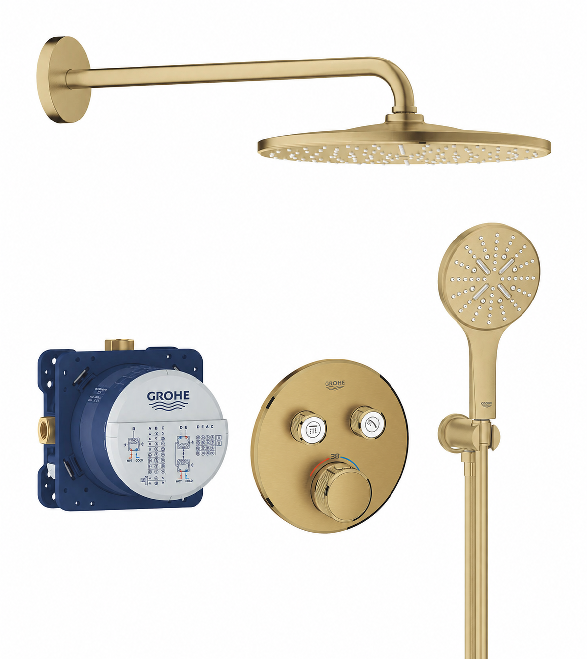 Grohe Grohtherm SmartControl Çift valfli akış kontrollü, Seti Fırçalı Altın - GROHE