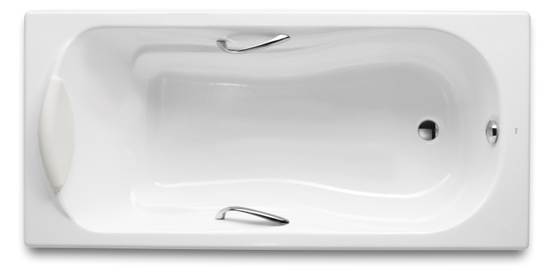 Halti Kaymaz Tabanlı, 1400 x 800 mm, Tutamaklı, Dikdörtgen Demir Döküm Küvet - ROCA
