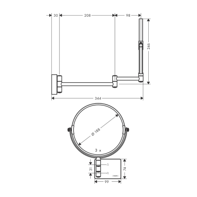 HansGrohe Addstoris Makyaj Aynası - 41791000 - 2