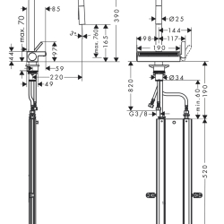 HansGrohe Aquno Select M81 Tek Kollu Eviye Bataryası 170, Çekilebilir El Duşu, 3Jet, Sbox - 73831800 - 2