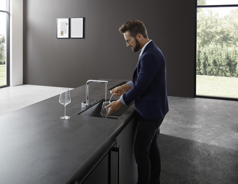 HansGrohe Aquno Select M81 Tek Kollu Eviye Bataryası 250, Çekilebilir Gaga, 2Jet - 73836000 - 1