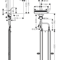 HansGrohe Aquno Select M81 Tek Kollu Eviye Bataryası 250 Çekilebilir Gaga, 2Jet, Sbox - 73830000 - 2