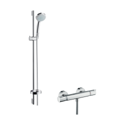 HansGrohe Croma 100 Aplike Duş Sistemi Vario, Ecostat Comfort Termostat Ve 90 Cm Duş Barı İle - 27035000 - HANSGROHE