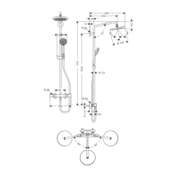 HansGrohe Croma Duş Kolonu 220 1 Jet, Ecosmart. 9 Lt/Dk, Termostat İle - 27188000 - 2