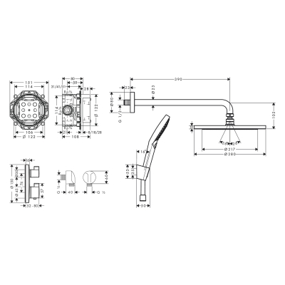 HansGrohe Croma Duş Sistemi 280 1Jet Ecostat S - 27961670 - 2