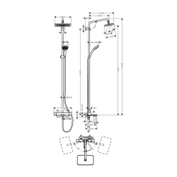 HansGrohe Croma E Duş Kolonu 280 1Jet Termostatik Banyo - 27687000 - 2