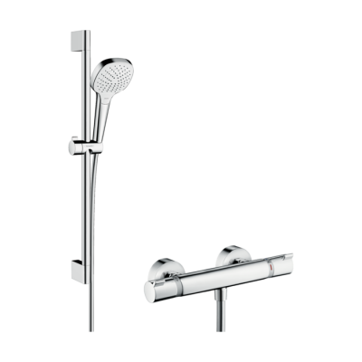 HansGrohe Croma Select E Aplike Duş Sistemi Vario, Ecostat Comfort Termostat Ve 65 Cm Duş Barı İle - 27081400 - 1