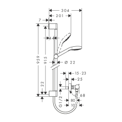 HansGrohe Croma Select E Aplike Duş Sistemi Vario, Ecostat Comfort Termostat Ve 90 Cm Duş Barı İle - 27082400 - 2
