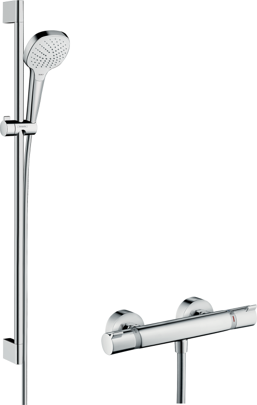 HansGrohe Croma Select E Aplike Duş Sistemi Vario, Ecostat Comfort Termostat Ve 90 Cm Duş Barı İle - 27082400 - 1