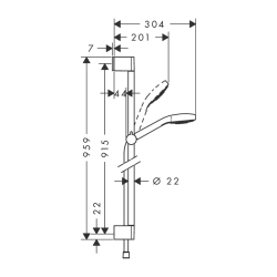 HansGrohe Croma Select E Duş Seti 1 Jet, 90 Cm Duş Barı İle - 26594400 - 2