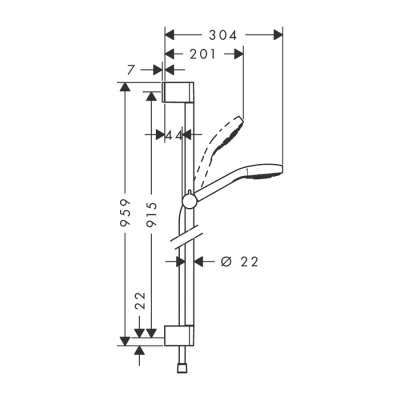 HansGrohe Croma Select E Duş Seti 1 Jet, 90 Cm Duş Barı İle - 26594400 - 2