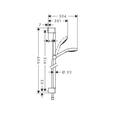 HansGrohe Croma Select E Duş Seti 1 Jet, Ecosmart, 9 Lt/Dk, 90 Cm Duş Barı İle - 26595400 - 2