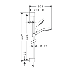 HansGrohe Croma Select E Duş Seti Multi, Ecosmart, 9 Lt/Dk Ve 65 Cm Duş Barı İle - 26581400 - 2