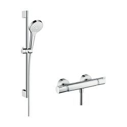 HansGrohe Croma Select S Aplike Duş Sistemi Vario, Ecostat Comfort Termostat Ve 65 Cm Duş Barı İle - 27013400 - 1