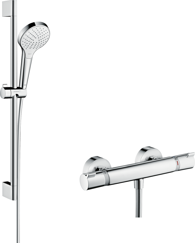 HansGrohe Croma Select S Aplike Duş Sistemi Vario, Ecostat Comfort Termostat Ve 65 Cm Duş Barı İle - 27013400 - HANSGROHE