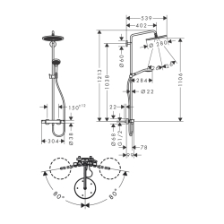 HansGrohe Croma Select S Duş Kolonu 280 1Jet Termostat Ve Raindance Select S 120 3Jet El Duşu İle - 26890340 - 2