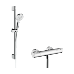 HansGrohe Crometta Aplike Duş Sistemi Vario, Ecostat 1001 Cl Termostat Ve 65 Cm Duş Barı İle - 27812400 - 1