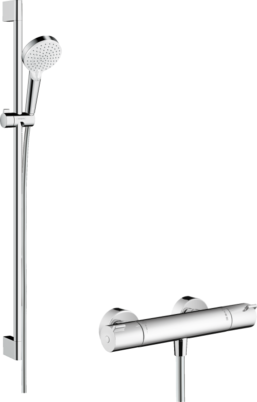 HansGrohe Crometta Aplike Duş Sistemi Vario, Ecostat 1001 Cl Termostat Ve 90 Cm Duş Barı İle - 27813400 - 1