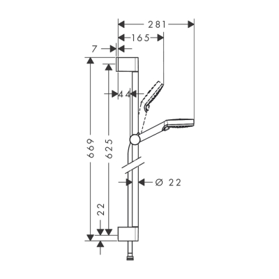 HansGrohe Crometta Duş Seti Vario, 65 Cm Duş Barı İle - 26532400 - 2