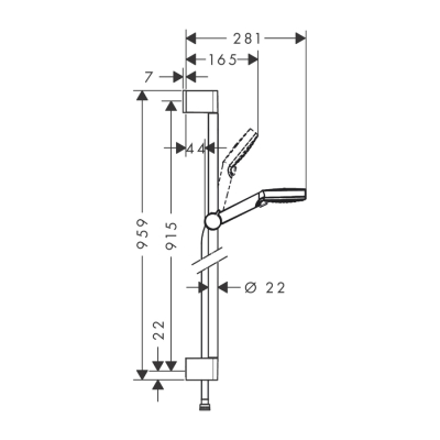 HansGrohe Crometta Duş Seti Vario, Ecosmart, 9 Lt/Dk, 90 Cm Duş Barı İle - 26538400 - 2