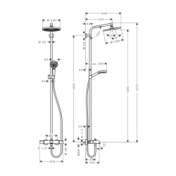 HansGrohe Crometta S Duş Kolonu 240 1 Jet, Banyo Termostatı İle - 27320000 - 2