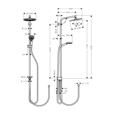 HansGrohe Crometta S Duş Kolonu 240 1 Jet, Ecosmart, 9 Lt/Dk, Reno - 27270000 - 2