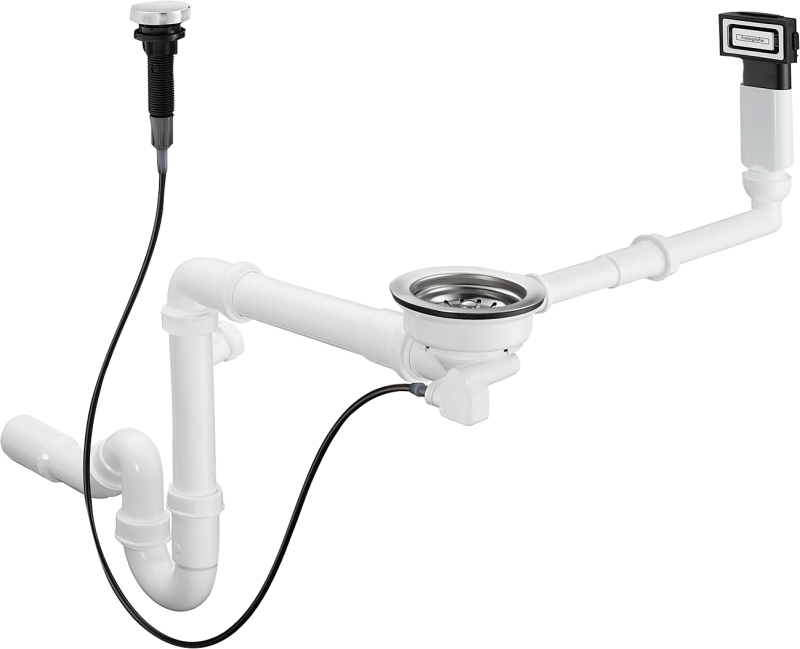 HansGrohe D16 - 11 Otomatik Gider Ve Taşma Seti Tek Hazneli Granit Eviye İçin - 43937000 - 1