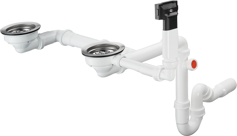 HansGrohe D17 - 10 Manuel Gider Ve Taşma Seti Çift Hazneli Granit Eviye İçin - 43928000 - 1