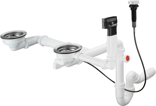 HansGrohe D17 - 11 Otomatik Gider Ve Taşma Seti Çift Hazneli Granit Eviye İçin - 43938000 - HANSGROHE