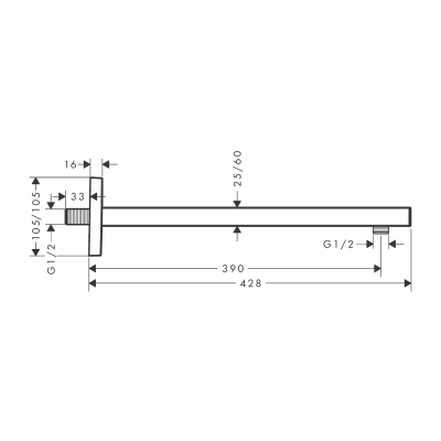 HansGrohe Duş Dirseği Square 38,9 Cm - 27694670 - 2