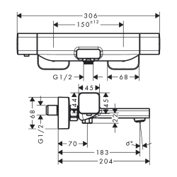 HansGrohe Ecostat E Termostatik Banyo Bataryası, Aplike - 15774000 - 2