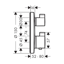 HansGrohe Ecostat S Termostat Ankastre Montaj, 2 Çıkış İçin - 15758000 - 2