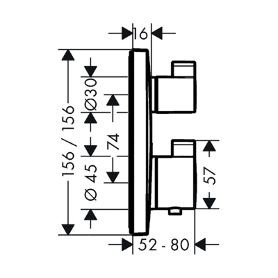 HansGrohe Ecostat Square Termostat Ankastre Montaj, 2 Çıkış İçin - 15714000 - 2