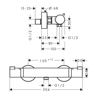 HansGrohe Ecostat Termostatik Duş Comfort Aplike - 13116000 - 2