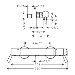 HansGrohe Ecostat Termostatik Duş Comfort Care Aplike, Uzun Volan İle - 13117000 - 2