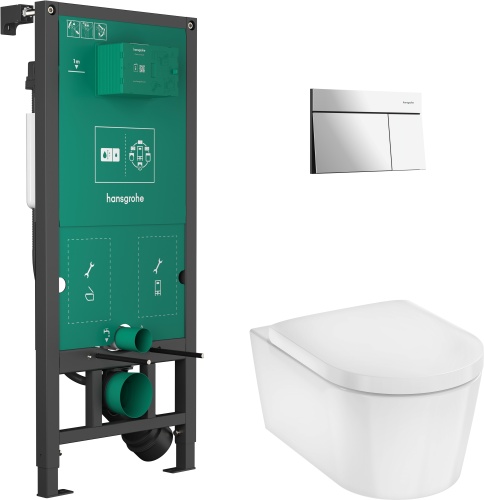 Hansgrohe EluPura S WC Komple Set, iFrame üniversal gömme rezervuar ve iFrame Element E gömme rezervuar paneliyle birlikte - 60303000 - HANSGROHE
