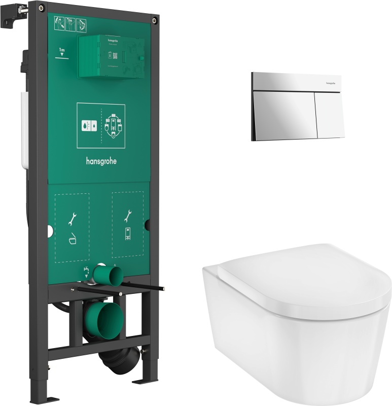 Hansgrohe EluPura S WC Komple Set, iFrame üniversal gömme rezervuar ve iFrame Element E gömme rezervuar paneliyle birlikte - 60303000 - 1